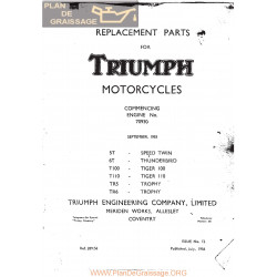Triumph Pre Unit 650 Parts Book 1956