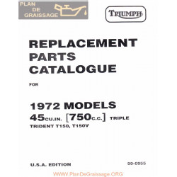 Triumph T150 T150v 1972 Parts Book