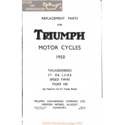 Triumph Tri 500 650 Parts 1950 Book