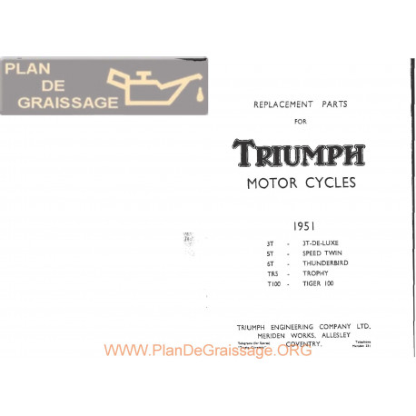Triumph Tri 500 650 Parts 1951 Book