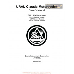 Ural Classic Motorcycles 02 Owners Manual