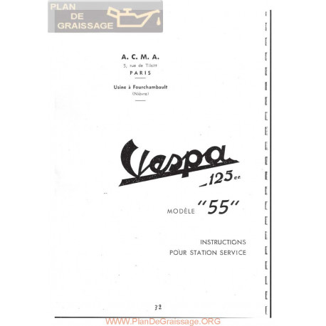 Vespa 125 Version 1955 Manual De Taller Y Notas Fr