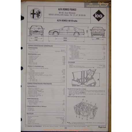 Alfa Romeo 164 V6 Turbo Fiche Technique