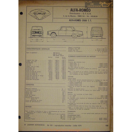 Alfa Romeo 2000 Tt Fiche Technique