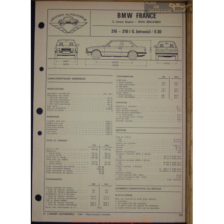 Bmw 316 318 I L Jetronic E30 Fiche Technique