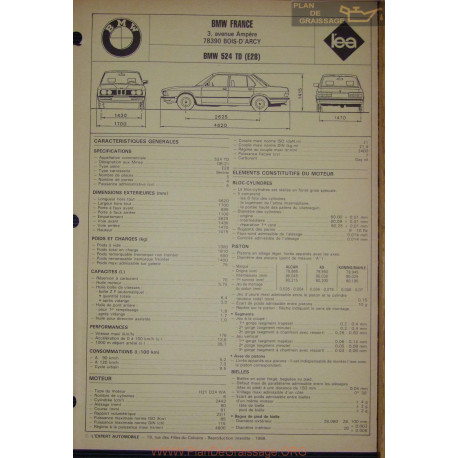 Bmw 524 Td E28 Fiche Technique