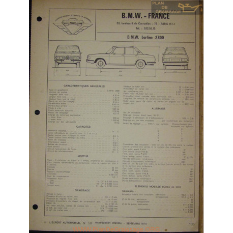 Bmw Berline 2800 Fiche Technique
