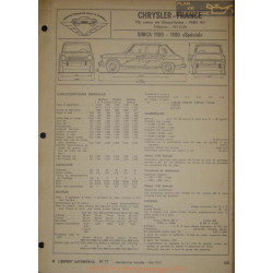 Chrysler Simca 1100 Special Fiche Technique