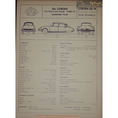 Citroen Ds 19 Fiche Technique
