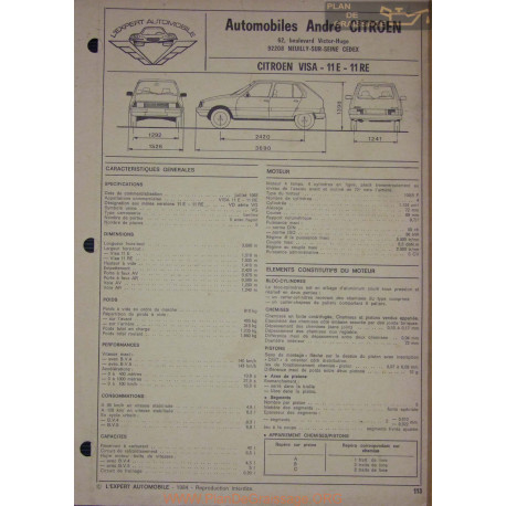 Citroen Visa 11e Re Fiche Technique 1984