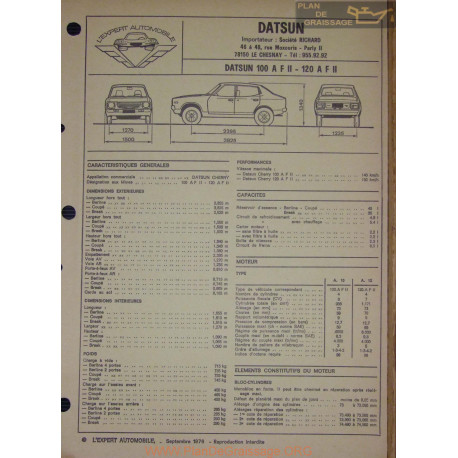 Datsun 100 A F Ii 120 Fiche Technique