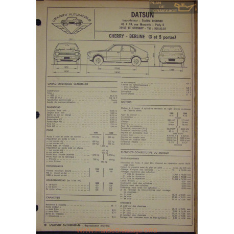 Datsun Cherry Berline 3 5 Portes Fiche Technique