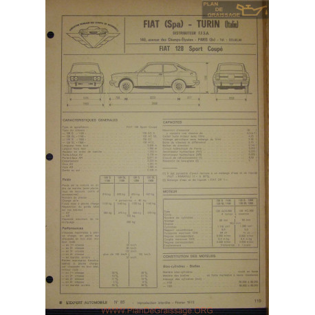 Fiat 128 Sport Coupe Fiche Technique