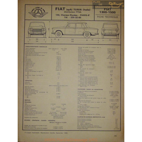 Fiat 1300 1500 Fiche Technique