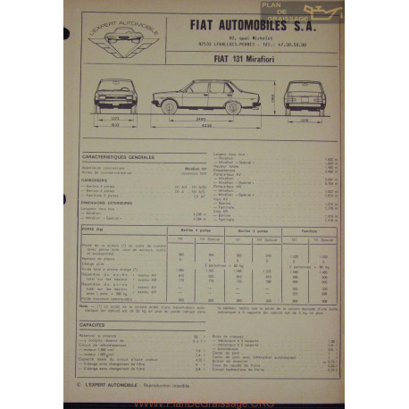 Fiat 131 Mirafiori Fiche Technique