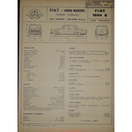 Fiat 1800 B Fiche Technique