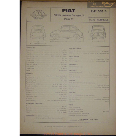 Fiat 500 D Fiche Technique