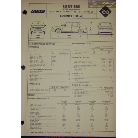 Fiat Ritmo Ii 1116 Fiche Technique
