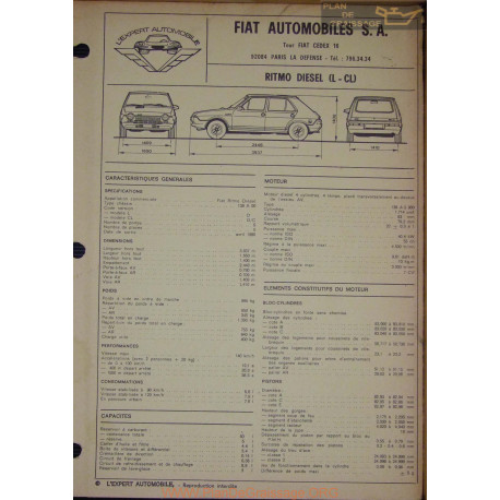 Fiat Ritmo Siesel Cl Fiche Technique