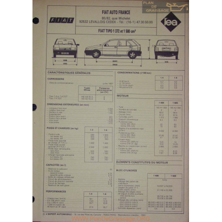 Fiat Tipo 1372 1580 Fiche Technique Bis