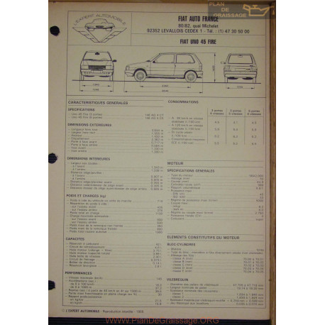 Fiat Uno 45 Fire Fiche Technique