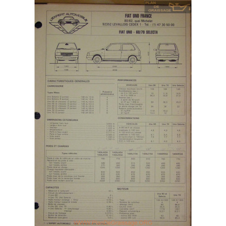 Fiat Uno 60 70 Selecta Fiche Technique