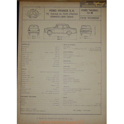 Ford Taunus 12m Fiche Technique