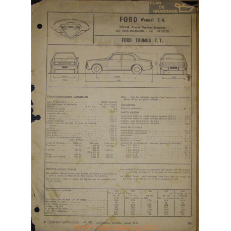 Ford Taunus Tt Fiche Technique 1972