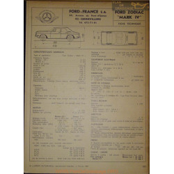 Ford Zodiac Mark Iv Fiche Technique