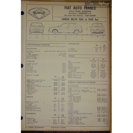 Lancia Delta 1300 1500 Aut Fiche Technique