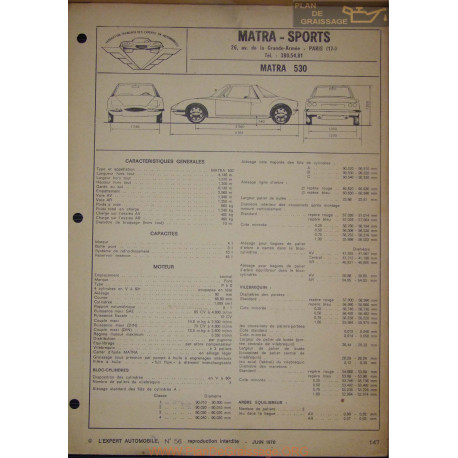 Matra 530 Fiche Technique