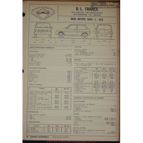 Mini Metro 1000 L Hle Fiche Technique