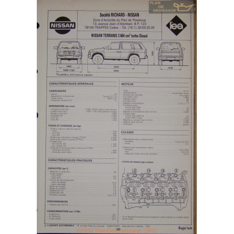 Nissan Terrano 2664 Turbo Diesel Fiche Technique