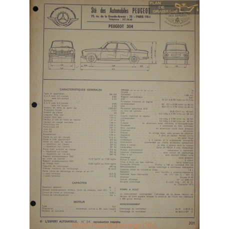 Peugeot 304 Fiche Service