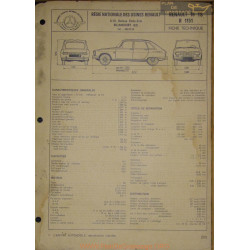 Renault 16 Ts R1151 Fiche Technique