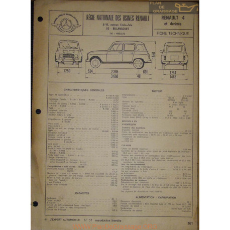 Renault 4 Et Derives Fiche Technique