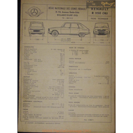 Renault R115 16 Fiche Technique