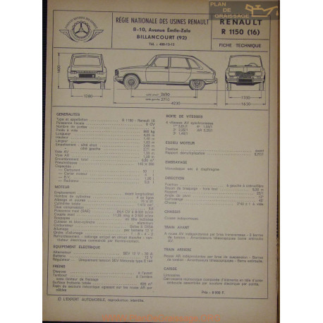 Renault R1150 16 Fiche Technique