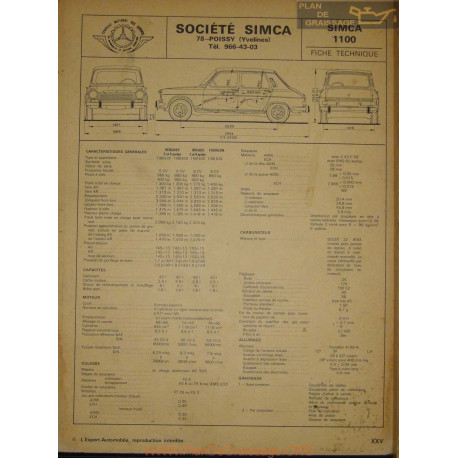 Simca 1100 Fiche Technique