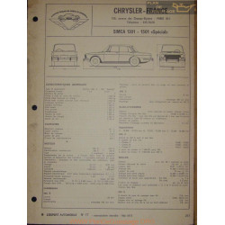 Simca 1301 1501 Special Fiche Technique