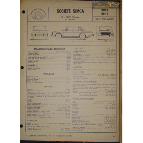 Simca 1501 S Fiche Technique