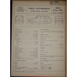 Simca Break 1500 Fiche Technique