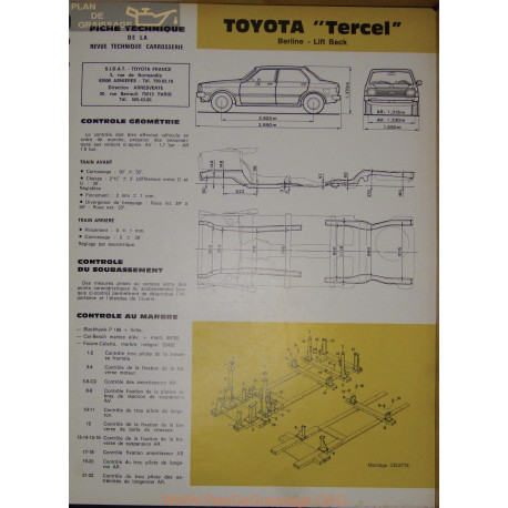 Toyota Tercel Berline Lift Back Carrosserie