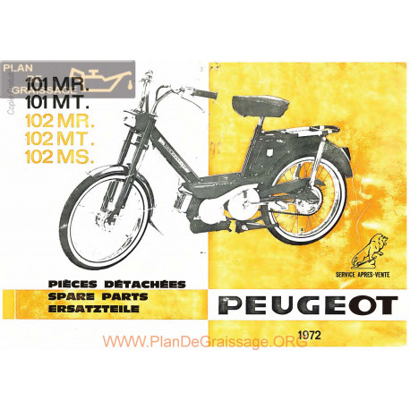 Peugeot 101 102 Mr Ms Mt Pieces Detachees 1972
