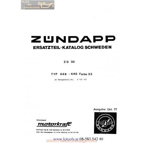 Zundapp Zd30 446 440 Service Catalogue 1977