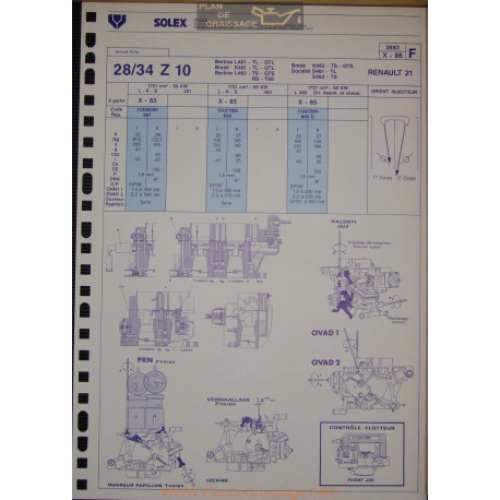 Solex 28 34 Z 10 3683 1986 Renault 21