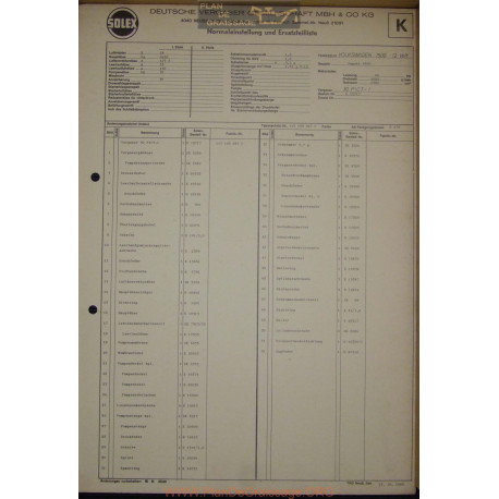 Solex 30 Pict E15717 Volkswagen 1500 12 Volt 1966