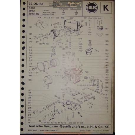 Solex 32 Ddist E15286 E15405 E15216 E15404 20m Ts