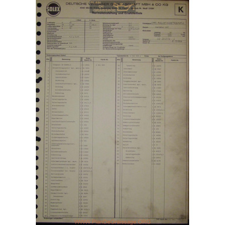 Solex 32 Didta 4 E15904 Opel Rallye Kadett Olympia 1967