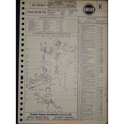 Solex 32 Pdsit 7 E15225 Ford 12m Ts